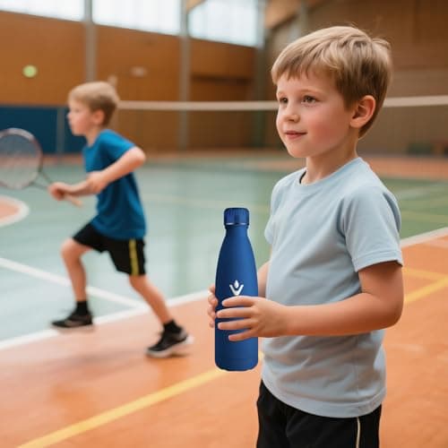 Gourde Enfant HoneyHolly Acier Inoxydable 18/8 Bleu Foncé Étanche Double Isolation Pour Camping Écoles Gymnases