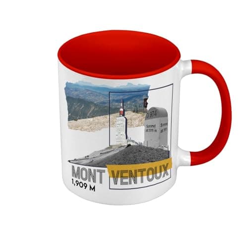 Couvette Vert Premium Mont Ventoux Cyclisme - Tasse Vélo - Couleur Intérieure Accord - Tasse avec Anse — Rouge