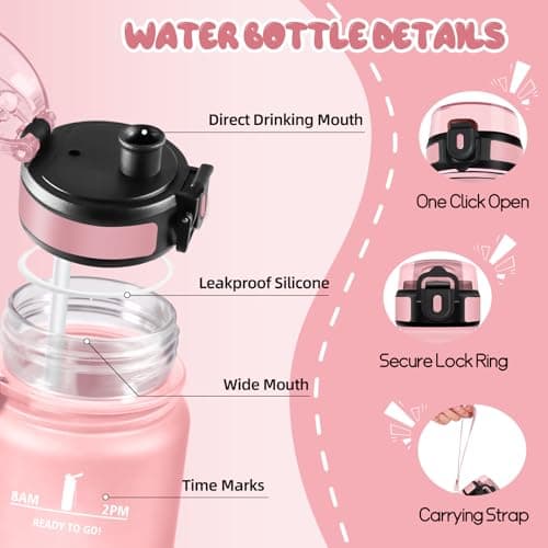 Gourde Motswedi Sport 500ml Anti Fuite Rose Cler & Rose Rouge pour Enfant et Adulte | Bouteille Réutilisable Sans BPA |