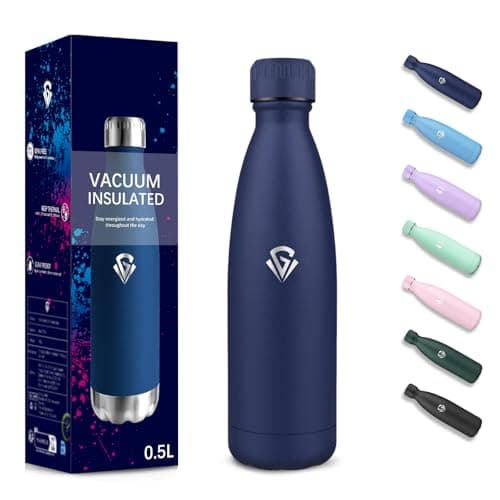 Gourde 500 ml Sans BPA pour École et Voyage - Isolation Isotherme Double Paroi - Acier Inoxydable 304 Rose - Isothermie — Bleu Foncé-500ml
