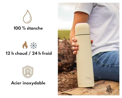 Thermo Double Paroi Milu Bouteille isotherme en acier inoxydable - 500ml, Sans BPA, Transport Café, Thé, Eau (Bleu bébé)