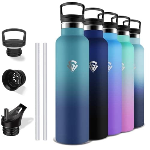 Gourde Isotherme 1L 24H Froid 12H Chaud, Anti-Fuite Sans BPA en Acier Inoxydable 18/8 pour Café, Thé, Lait - Grsta
