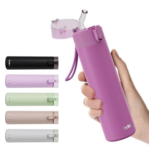 Petite Gourde Exllena Isotherme Gris Clair pour Sport et Bureau avec Paille OUVrage Facile et Ultra-Compact — Lavande