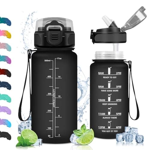 Vikaster Gourdes Sport Étanche & Réutilisable, Convient pour la Gym, Bouteille Ouvrir en Un Clic — Noir