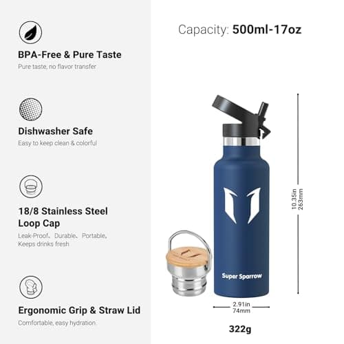 Super Sparrow Gourde Isotherme - Bouteille En Acier Inoxydable Étanche - Pour Sport & Plein Air - Grande Capacité - Sécu