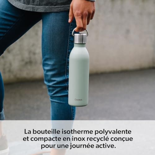 Qwetch Bouteille Isotherme Inox 600ml Active - Compacte et Sans BPA - Idéale pour Sport et Voyage