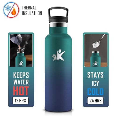 KollyKolla Gourde Isotherme Enfant 500ml, Bouteille Acier Inoxydable Étanche Réutilisable, sans BPA, Gourde Paille, Bout