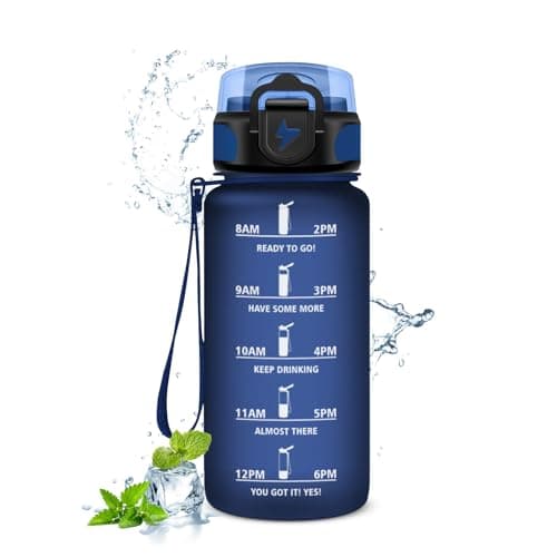 Gourde Enfant 500ml, Marqueur de Temps, Bouteille d'Eau pour Enfant et Sportifs, l'école et le Bureau  
Gourde Enfant 50 — 17oz-500ml | Paille | Mat Marine Bleu