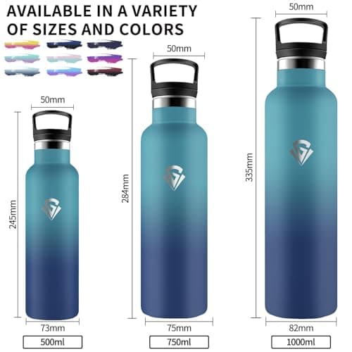 Gourde Isotherme 1L 24H Froid 12H Chaud, Anti-Fuite Sans BPA en Acier Inoxydable 18/8 pour Café, Thé, Lait - Grsta