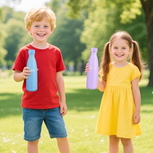 Sac à Eau Motswedi Isotherme Bleu Clair pour Enfant et Adulte, 500ml sans BPA, Isolation Thermique 24h Froid & 12h Chaud