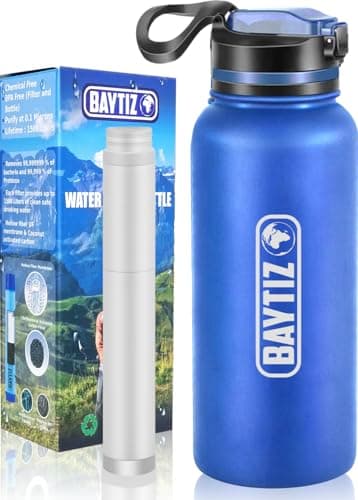 Baytiz® Gourde Filtrante Isotherme - Voyageurs et Randonneurs - Camping et Trekking - Filtration et Isolation Garanties