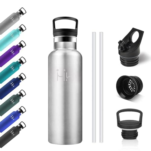 Bouteille Isotherme Acier Inoxydable 500ml Double Paroi, Étanche Réutilisable sans BPA avec Paille, pour Cyclisme Randon