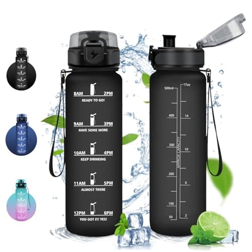 Vikaster Gourde Sport Mat Rose Clair - 500 ML Bouteille d'Eau Sans BPA Étanche & Réutilisable avec Filtre & Marqueur de — Yl-noir