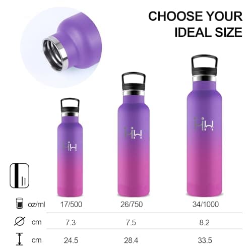 GourdeIsotherme 1L AcierInoxydable AntiFuite pour Randonnée Voyage Camping