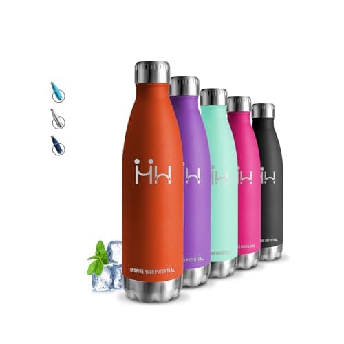 Gourde Isotherme 500ml Sans BPA, 24h Froid & 12h Chaud, Anti-Fuite pour Camping, Randonnée et Running — Orange