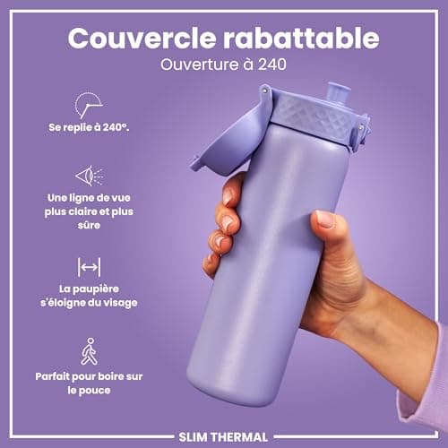 Gourde ION8 Inox 500ml Anti-Fuite Facile à OuvrirVerrouillage Sécurisé