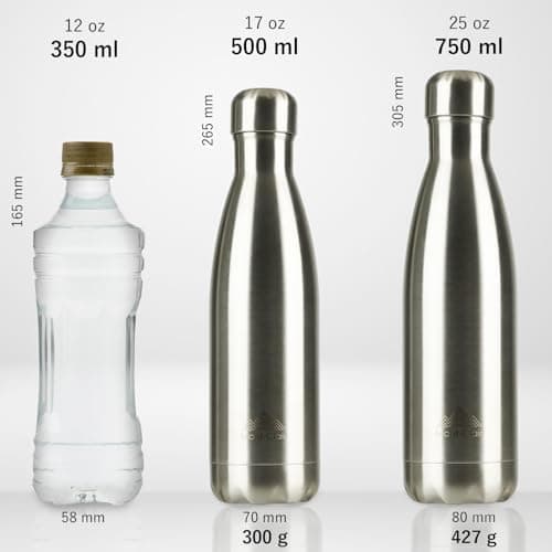 Mont-Clair Gourde isotherme sans BPA 500ml - 24h froid & 12h chaud, Bouteille d'eau inox durable - Noir