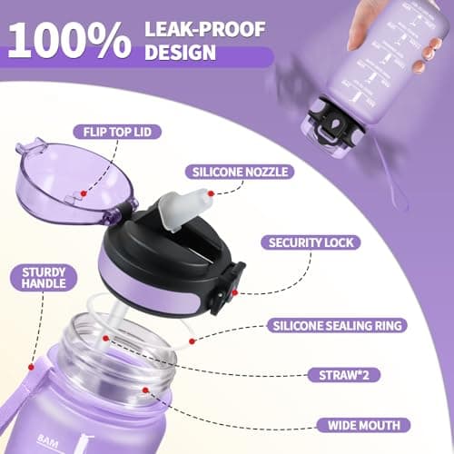 Gourde Sport 500ml pour Enfant et Adulte | Étanche | Motivante | Idéale pour Randonnée, Sport et Yoga | Bouteille Reutil