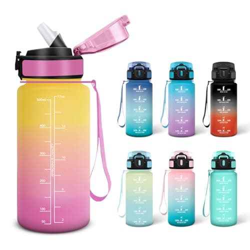 Gourde Motswedi 0.5L Rose et Cyan Adulte, Convient aux Boissons Gazeuses, Étanche pour Salle de Sport et Camping - Motiv — Jaune&rose-500ml