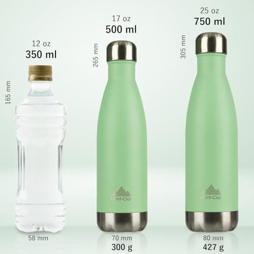 Mont-Clair H2O Gourde isotherme 500ML - Bouteille d'eau en acier sans BPA - 24h froid & 12h chaud - Vert clair  
Mont-Cl