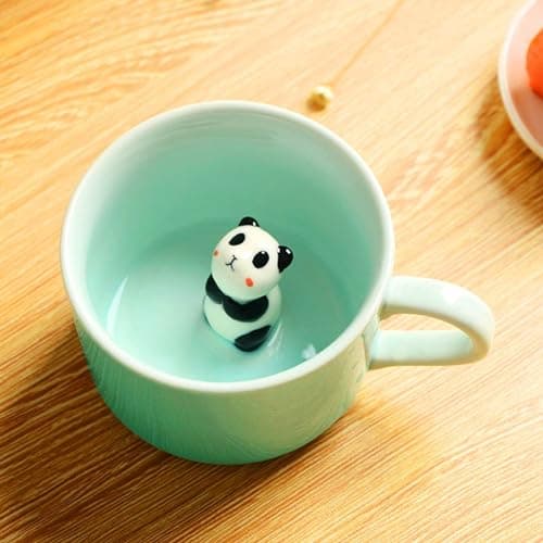 Itian tasses en céramique avec couvercle pour enfants 230 ml, tasses d'animaux 3D fantaisies pour mariage et anniv., cou