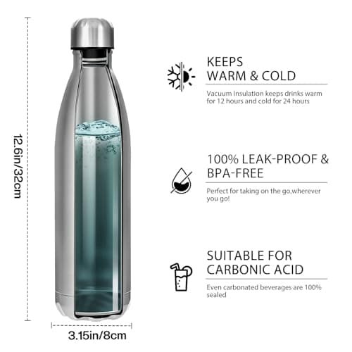 Thermos Isotherme Argent 750ml Double Paroi Sport Gym École