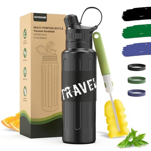 Bouteille Isotherme Gourde Inox 500ML Voyage Gym École Sans BPA — Noir