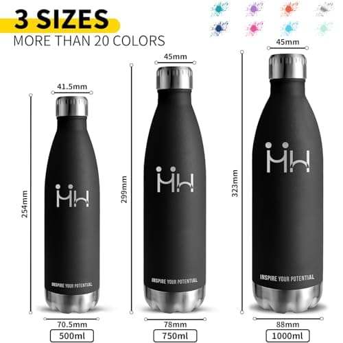 Gourde Isotherme 500ml Sans BPA, 24h Froid & 12h Chaud, Anti-Fuite pour Camping, Randonnée et Running