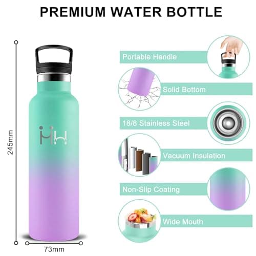 Bouteille Isotherme Inox 500ml Facile à Transporter Pour Bureau Voyage Camping École 24h Froid 12h ChaudSans BPA