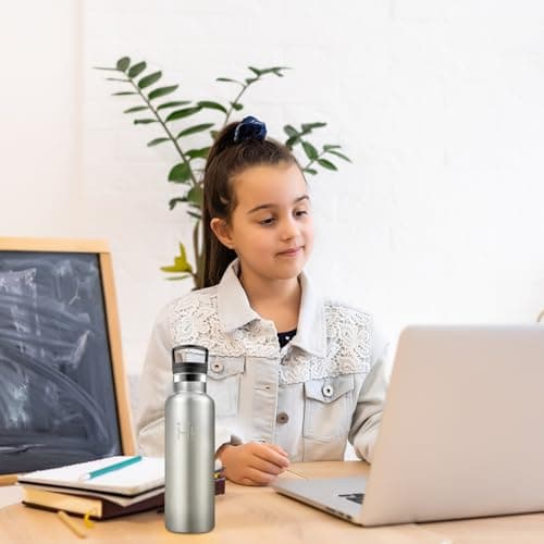 Bouteille Isotherme Acier Inoxydable 500ml Double Paroi, Étanche Réutilisable sans BPA avec Paille, pour Cyclisme Randon