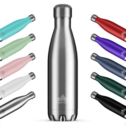 Mont-Clair H2O Gourde isotherme 500ML - Bouteille d'eau en acier sans BPA - 24h froid & 12h chaud - Vert clair  
Mont-Cl — Argent