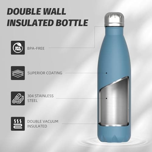 WATERSY Gourde Isotherme en Acier Inoxydable - Garantie de Température Durante 24/12 Heures - Bouteille Sport sans BPA -