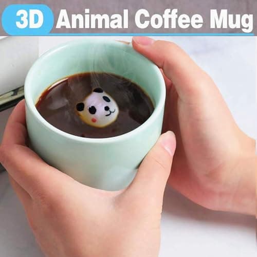 Itian tasses en céramique avec couvercle pour enfants 230 ml, tasses d'animaux 3D fantaisies pour mariage et anniv., cou