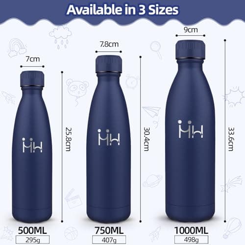Motswedi Gourde Isotherme 500ml sans BPA, Anti-Fuite 24h Froid & 12h Chaud, Gourde Inox pour Enfants & Adultes, Sport, G
