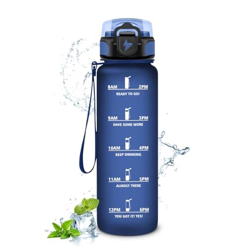 Gourde Enfant 500ml, Marqueur de Temps, Bouteille d'Eau pour Enfant et Sportifs, l'école et le Bureau  
Gourde Enfant 50 — 32oz-1000ml | Paille | Mat Marine Bleu
