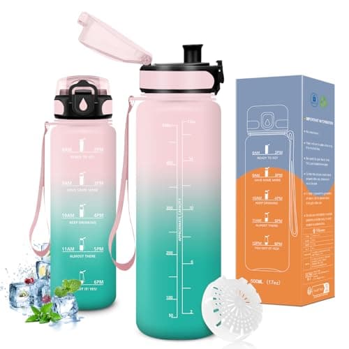 Bouteille d'eau Vikaster sans BPA, Étanche & Réutilisable pour le Sport et les Activités Outdoor, Gourde Randonnée Yoga — B-rose & Cyan