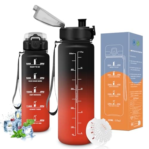 Bouteille d'eau Vikaster sans BPA, Étanche & Réutilisable pour le Sport et les Activités Outdoor, Gourde Randonnée Yoga — B-noir Rouge