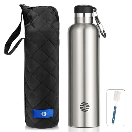 Gourde Isotherme FEIJIAN 750ml/1L - Bouteille Inox Bouche Standard pour Sportifs - Sans BPA et Cadeau Idéal — Argent