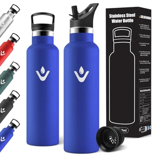 Gourde Isotherme Motswedi 1000ml Anti-Fuite, Poignée de Transport, École, Voyage, Sport — Bleu Roi