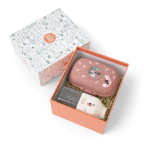 Monbento - Coffret Cadeau Enfant Pratique pour L'école - Idée Cadeau pour Enfant - Boite Goûter Enfant MB Gram Fox