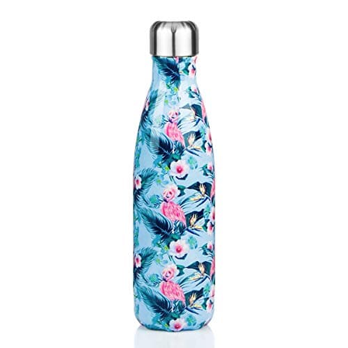 Lalafancy Bouteille d'eau en Acier Inoxydable Sans BPA pour Outdoor & Travail - Thermos Double Paroi 24h Froid & 12h Cha — Flamant Bleu-500ml