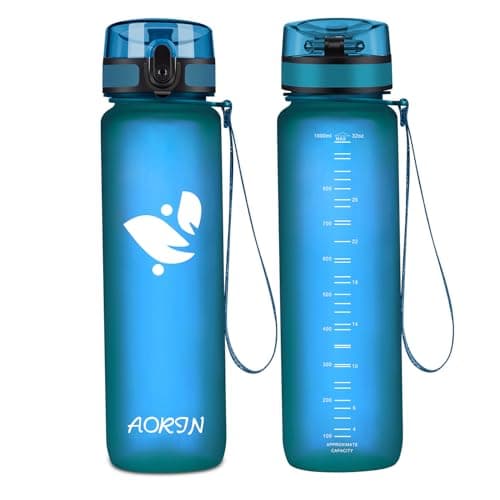 AORIN Gourde Sport BPA-Free & Anti-Fuite 1L pour Adults et Enfants Durant le Sport et les Activités Exteries — Verre de Mer