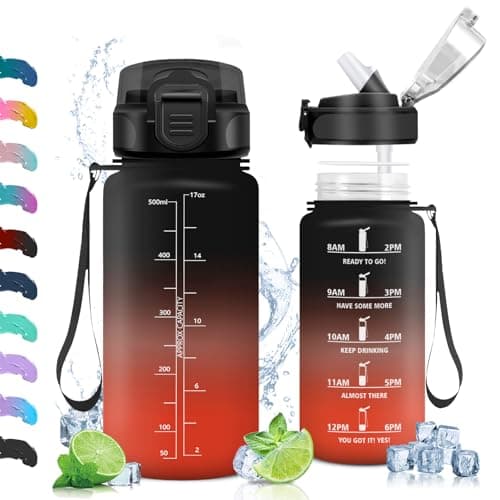 Vikaster Gourdes Sport Étanche & Réutilisable, Convient pour la Gym, Bouteille Ouvrir en Un Clic — Noir & Orange