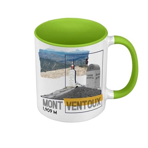 Couvette Vert Premium Mont Ventoux Cyclisme - Tasse Vélo - Couleur Intérieure Accord - Tasse avec Anse