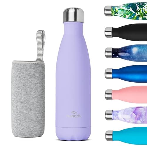 Nuactiv Bouteille Isotherme 24h 500ml pour Course et Vélo, Acier Inoxydable Sans BPA, Thermos Sport 500ml — Lilas