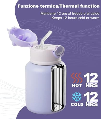 Gourde Enfant Isotherme 500ml Sans BPA - Anti-Fuite - Verrouillage Sécurisé - Vaisselle pour École et Sport (Violet)