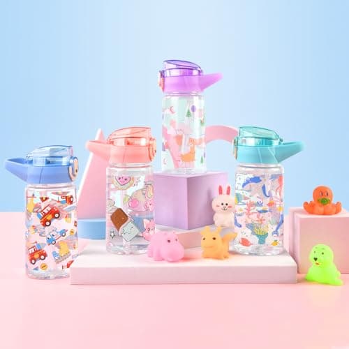 Flintronic Gourde Isotherme Enfant Sans BPA Tritan, Bouteille Anti-fuite Réutilisable 500ML pour Ecole Maternelle avec P