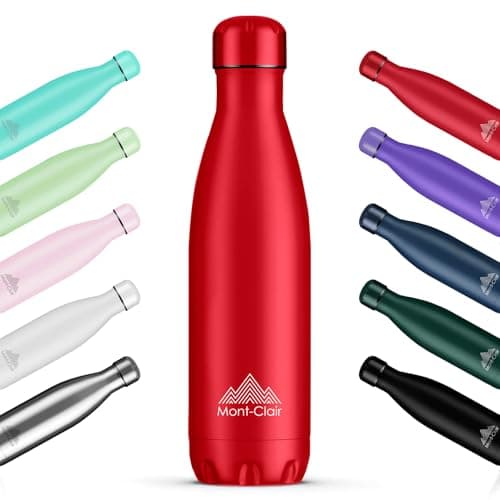 Mont-Clair Gourde Isotherme 750ml sans BPA - 24h Froid /12h Chaud, Bouteille d'Eau en Acier Inoxydable, Bleu Clair - Par — Rouge