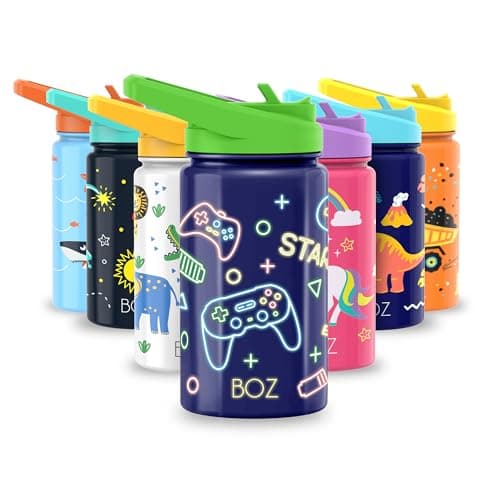 Gourde Isotherme Enfant Anti-fuite (8 oz) sans BPA, Bouteille Boisson Chaude/Froide Double Paroi Inox 414ML, 24h Isolati — Jeu