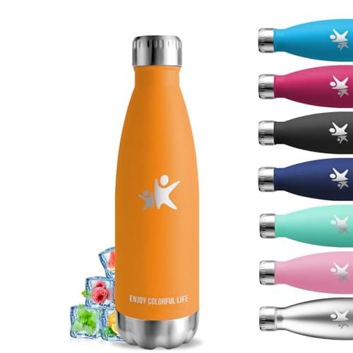 Thermos Gourde Inox 500ml Sans BPA 24h Froid & 12h Chaud Reutilisable Anti Fuite Bouteille d'Eau pour École Bureau Voyag